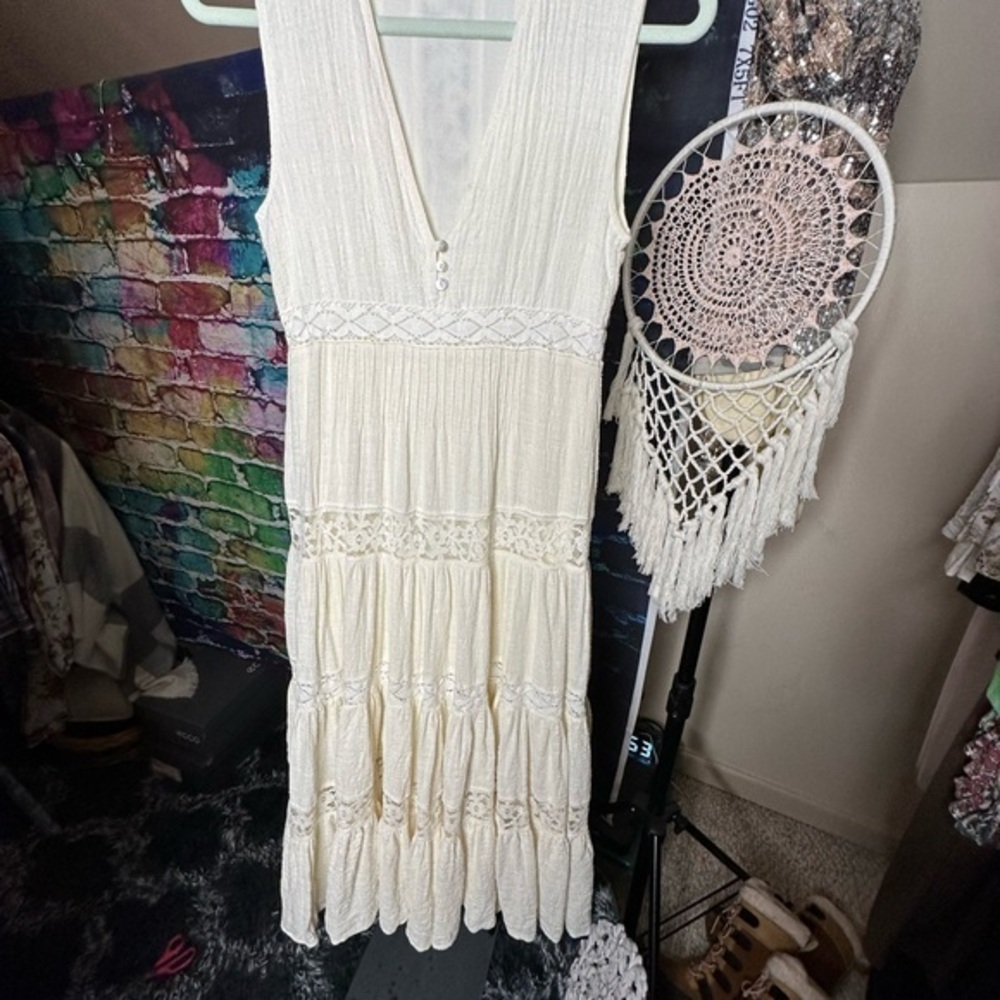 Spell & The Gypsy Off White Boho Maxi Dress Size XS